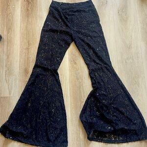 Sequined Lace Black Bellbottoms